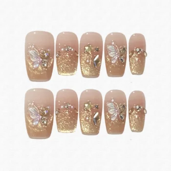 Glistening Ripples Coffin Press On Nails