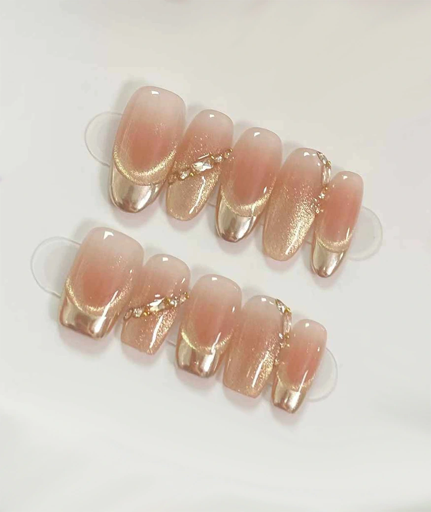 Gold French Ballet Coffin Press-On Nails - Image 2