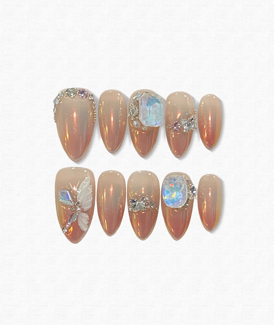 Ice Girl Almond Press On Nails