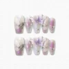 Purple Butterfly Coffin Press On Nails