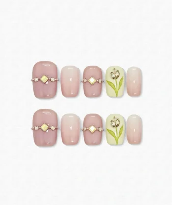 Spring and Sunshine Short Square Pressed Nails