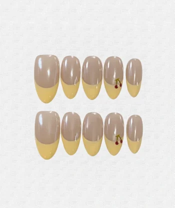 Cheese Cherry French Almond Press On Nails