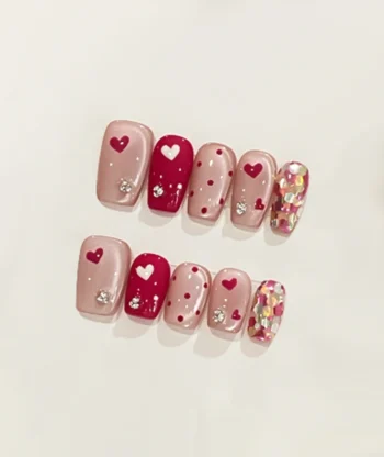 Alternative view of Heartbeat Coffin Press On Nails