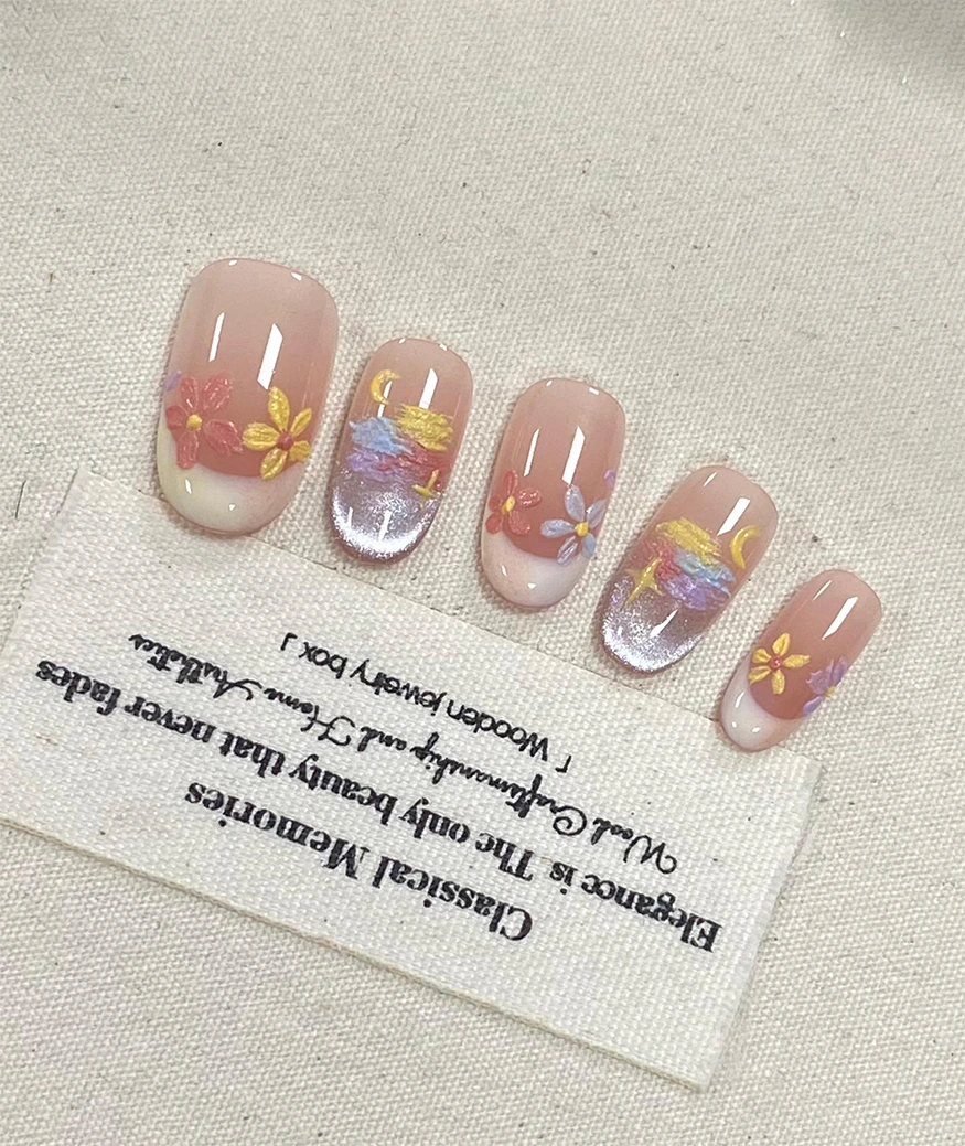 Rainbow Oval Press-on Nails - Image 2