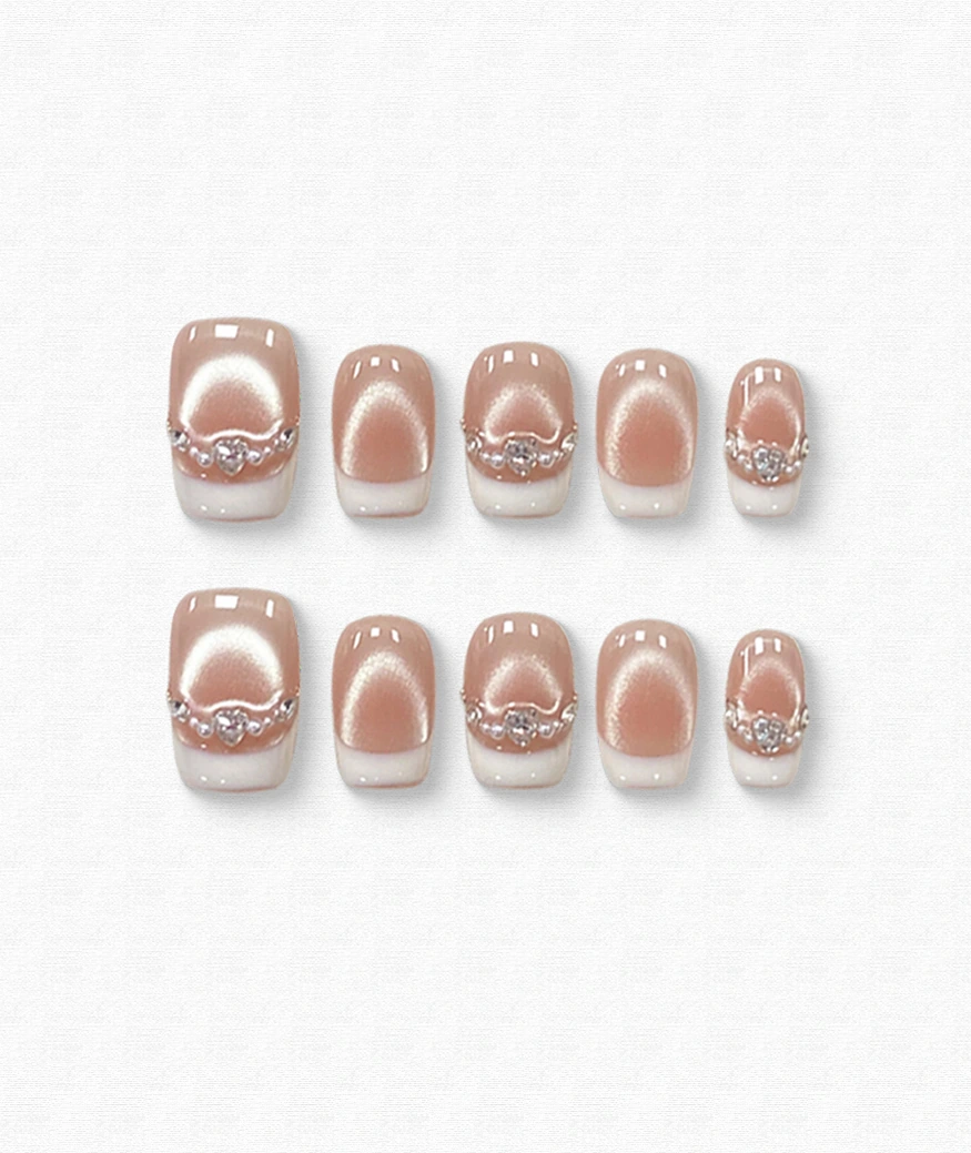 Strawberry Mousse Almond Press-on Nails
