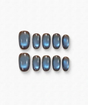 Brown Blue Cat's Eye Press-on Nails