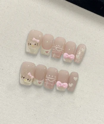 Alternative view of Cream Candy Kitty Press-on Nails