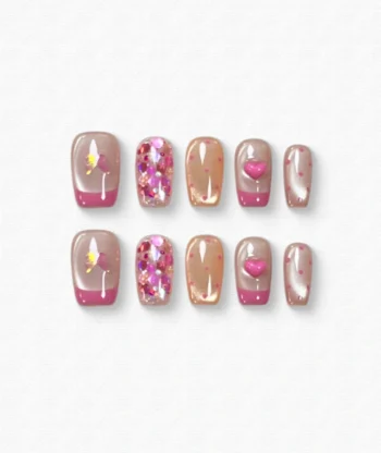 Frosted Pink French Tips Press-on Nails