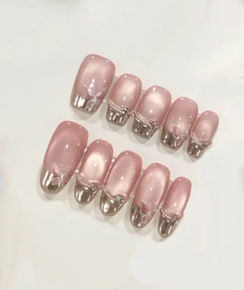 Alternative view of Golden Butterfly Press-on Nails