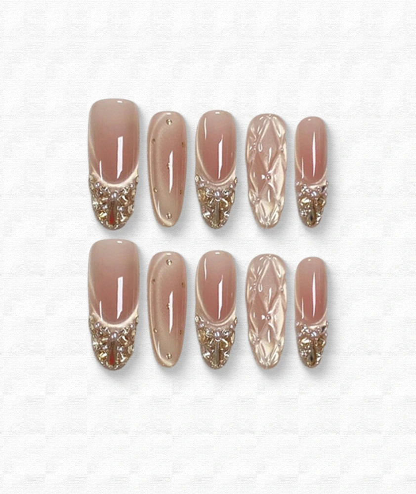 Golden Foil Chanel Press-on Nails