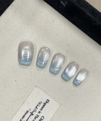 Alternative view of Lunar Sea Nebula Squoval Press-on Nails