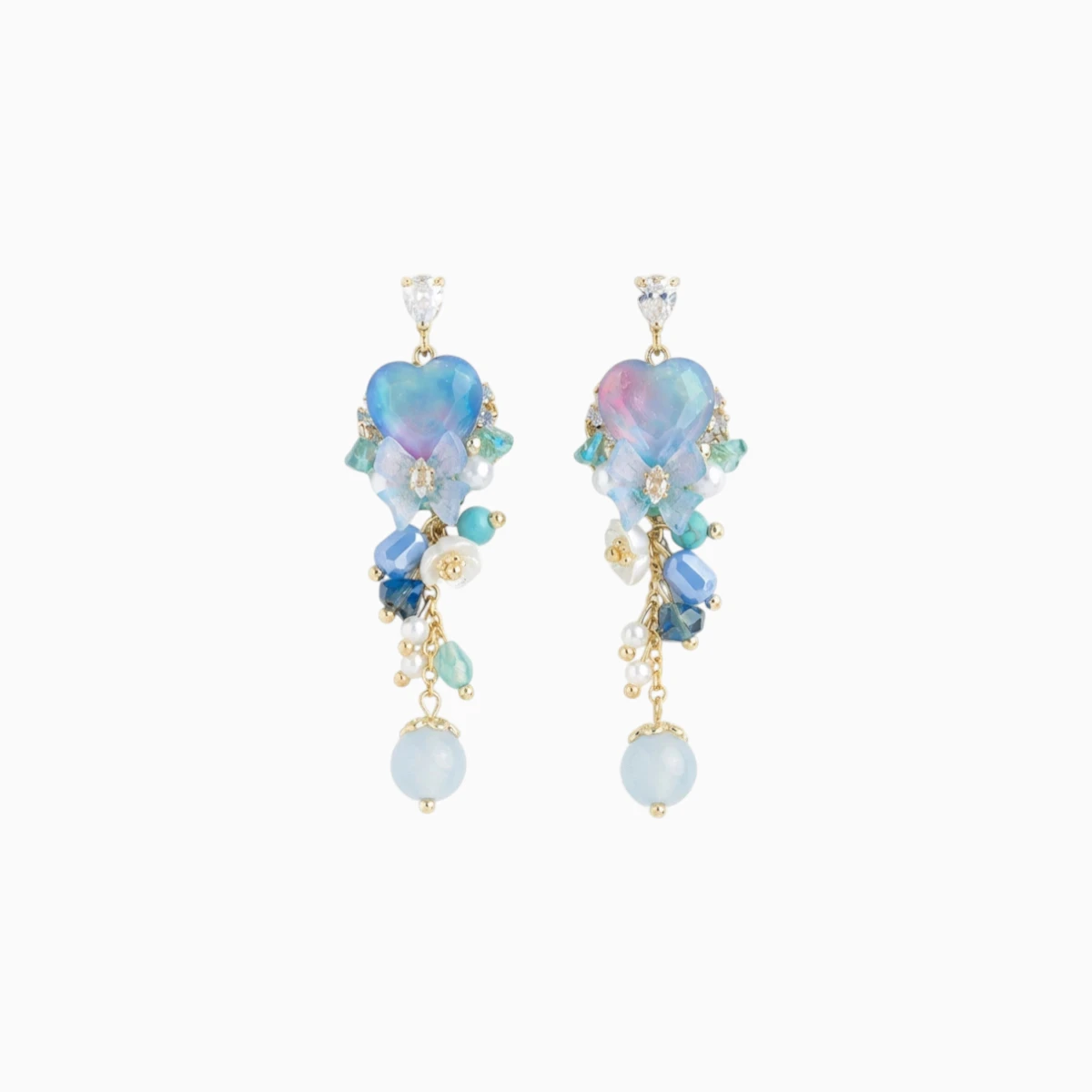 Crystal Garden Heart Drop Earrings
