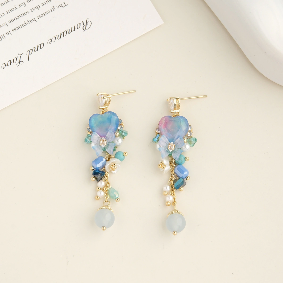 Crystal Garden Heart Drop Earrings - Image 2