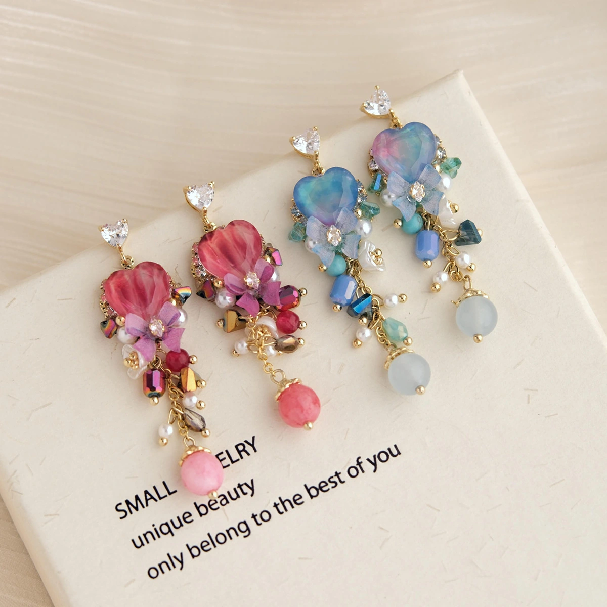 Crystal Garden Heart Drop Earrings - Image 7