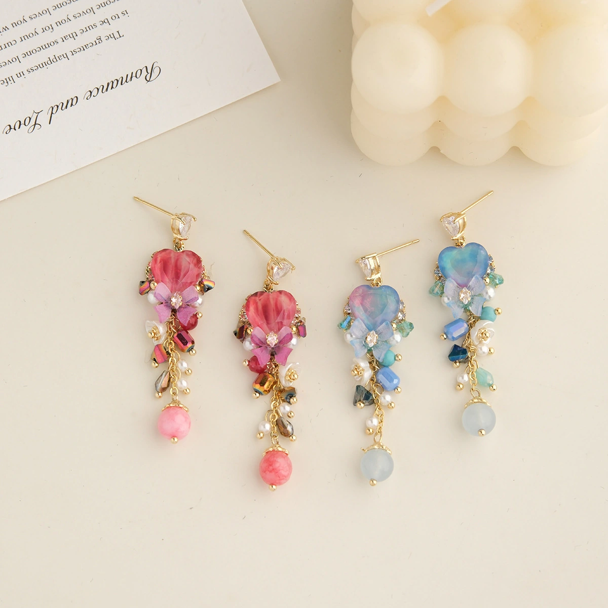 Crystal Garden Heart Drop Earrings - Image 4