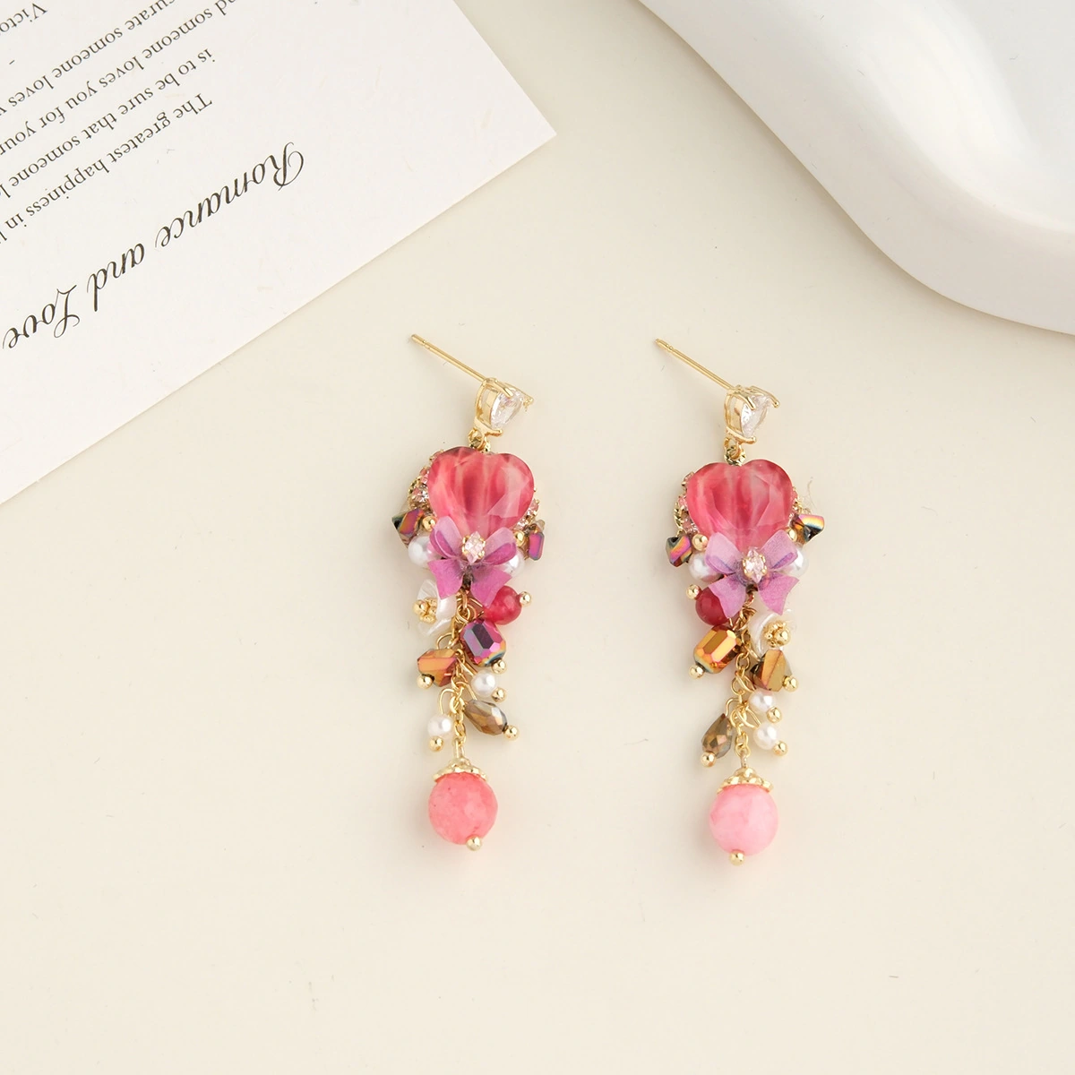 Crystal Garden Heart Drop Earrings - Image 6