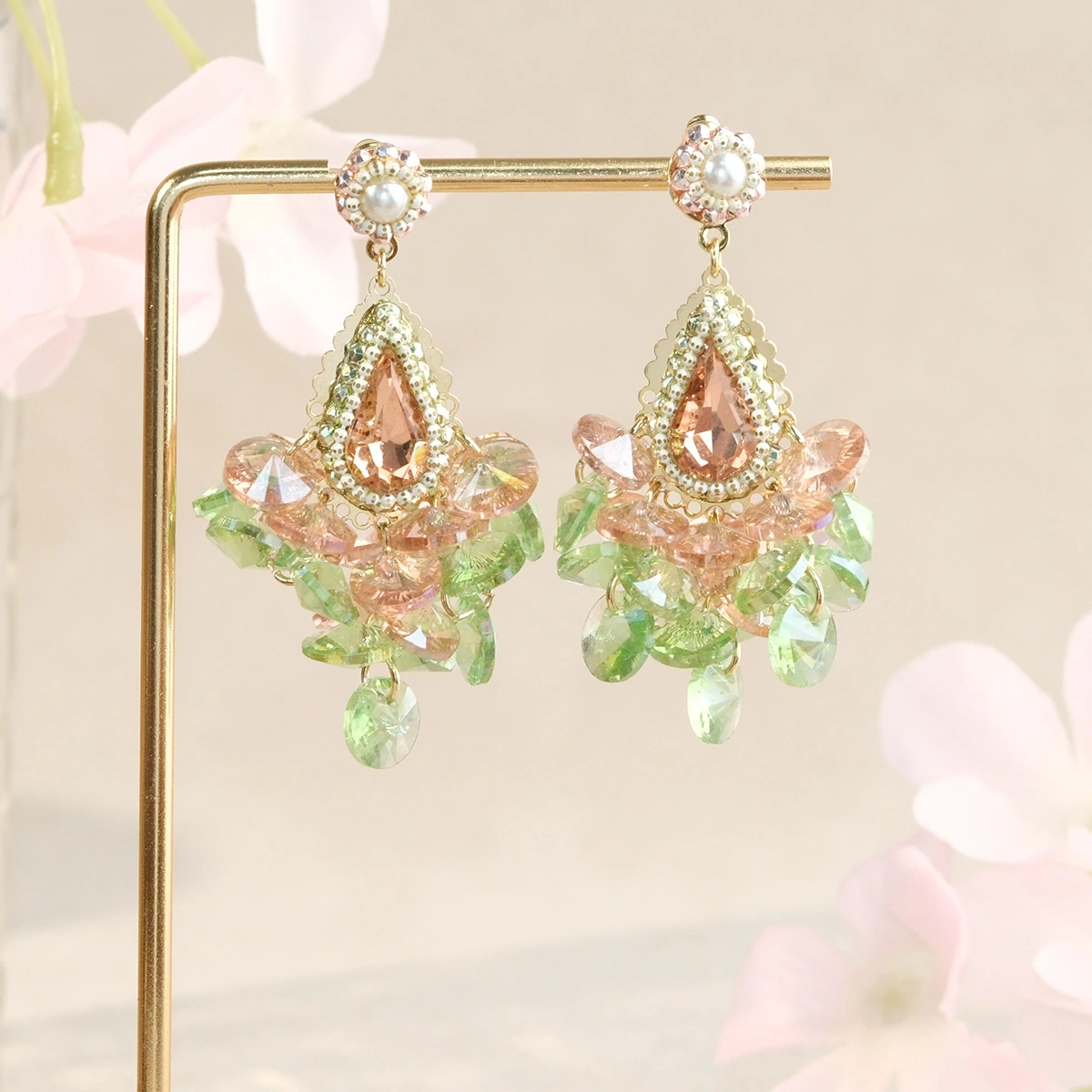 Solana Beaded Fan Earrings - Image 3