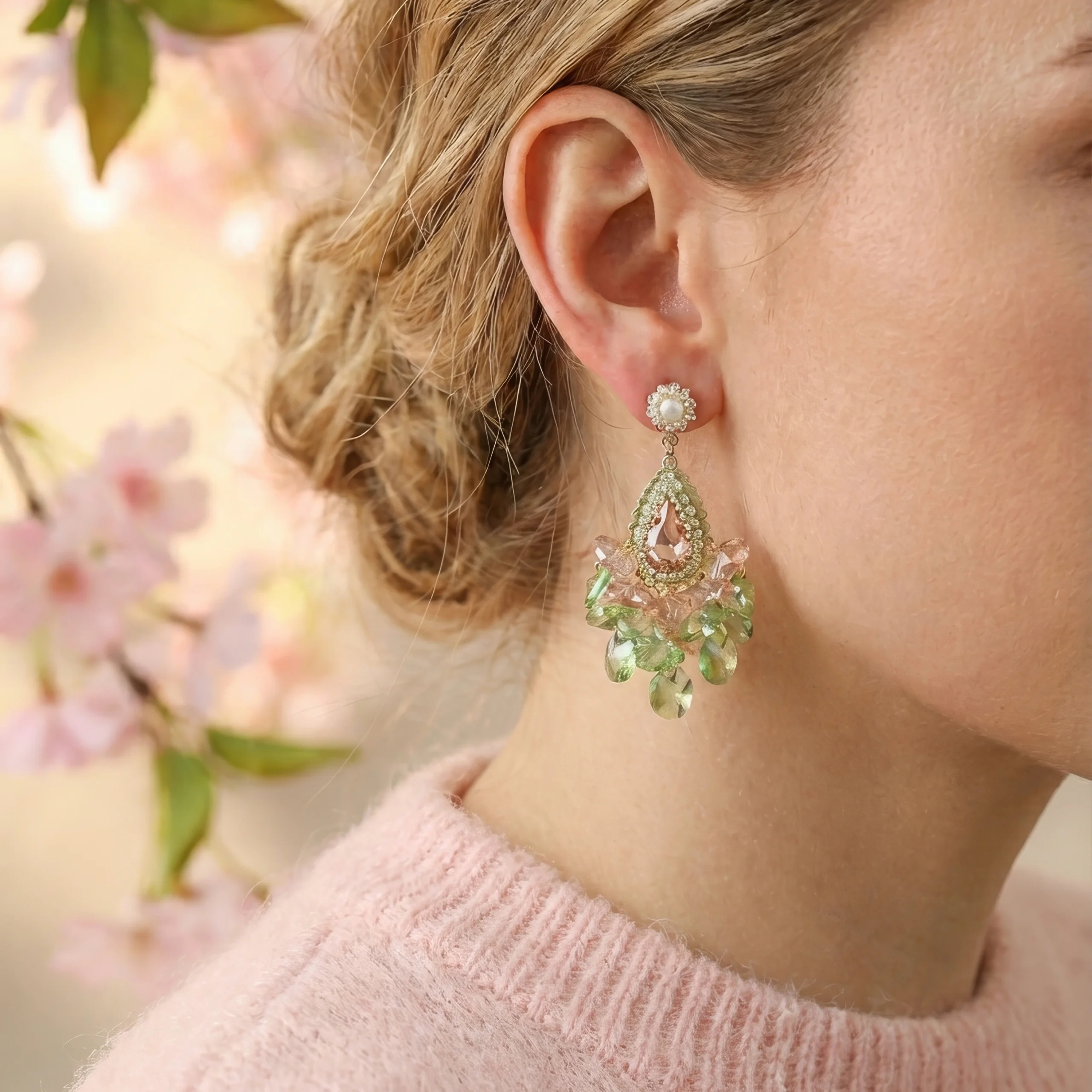 Solana Beaded Fan Earrings - Image 4