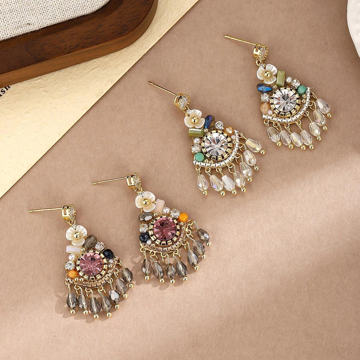 Vintage Crystal Bloom Earrings - Image 4