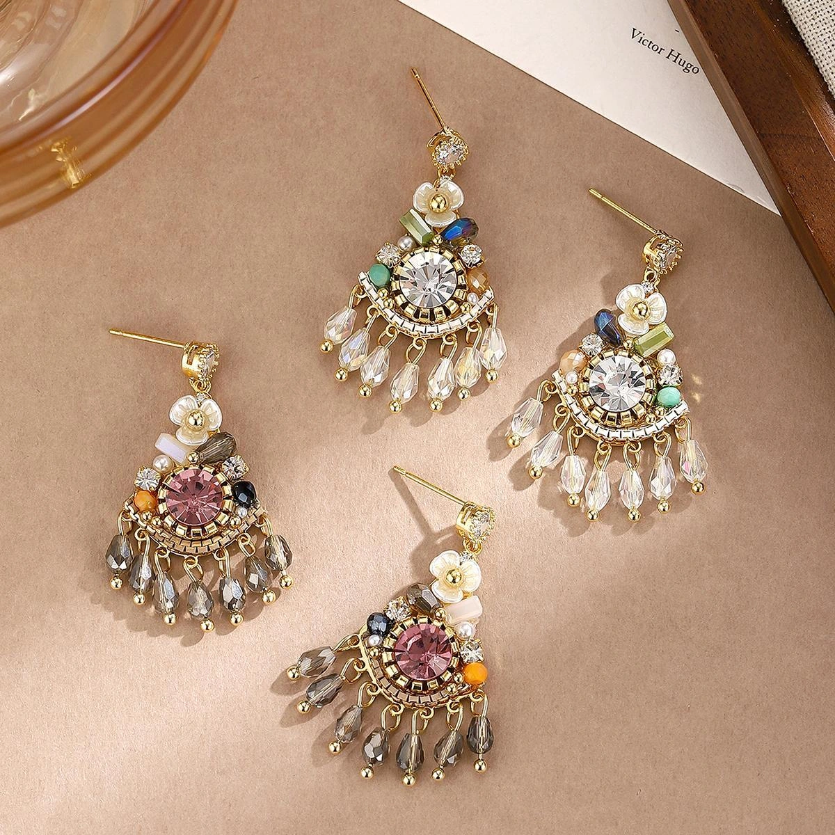 Vintage Crystal Bloom Earrings - Image 5